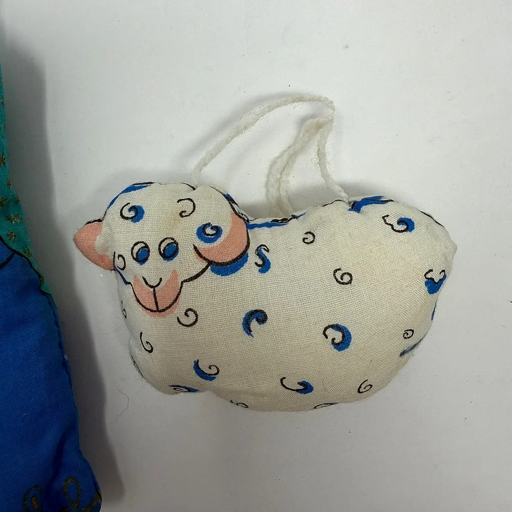 Handmade Fabric Nativity Ornaments Mary Baby Jesus Sheep Lot of 2
